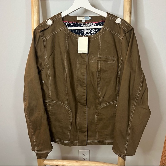 Boden brown khaki zip up Utility jacket women’s 18 cotton stretch - Picture 9 of 11